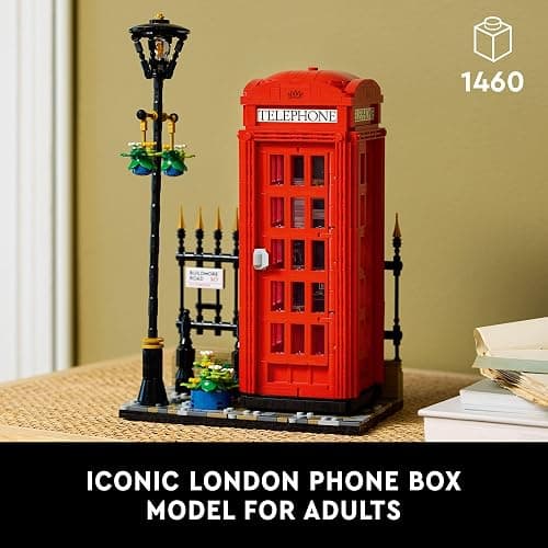 LEGO Ideas Red London Telephone Box Model for Adults, London Phone Booth and Cell Phone Holder for Build and Display, Creative Gift Idea for Travelers, London Souvenir for Home or Office Décor, 21347 thumbnail 2