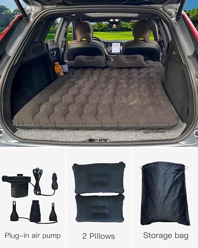SUV Air Mattress, Inflatable SUV Mattress Bottle and Phone Holder Thickened Flocking & PVC Surface Car Air Mattress with Electric Air Pump Travel Mattress for Car Camping Road Trip (Black) thumbnail 4