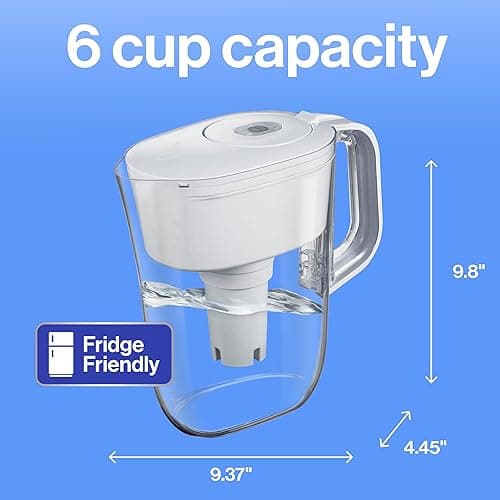 Brita Metro Water Filter Pitcher with SmartLight Change Indicator, BPA-Free, Replaces 1,800 Plastic Water Bottles a Year, Lasts Two Months, Includes 1 Filter, Small - 6-Cup Capacity, White thumbnail 5