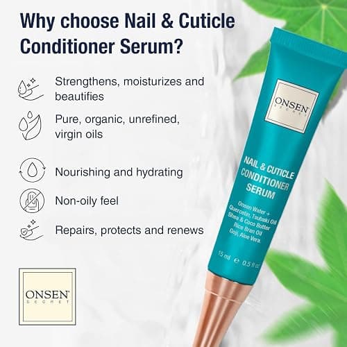 Onsen Secret Nail Reboot Duo - Treatment for Damaged Nails - Natural Nail Care & Cuticle Repair - Visible Results For Perfect Nails, Cuticle Conditioner Cream 15ml & Nail Reboot Oil 10ml thumbnail 2