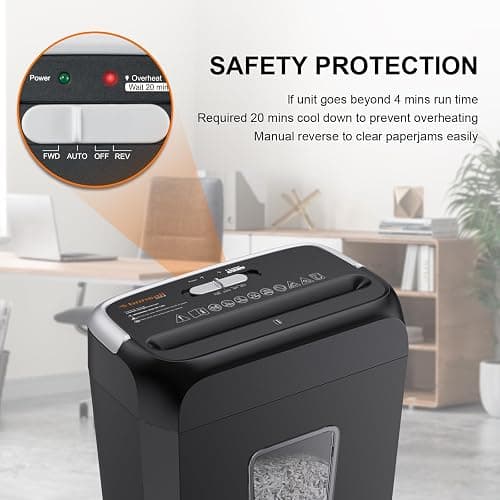 Bonsaii 6-Sheet Cross Cut Paper Shredder for Home, 3.4 Gal Bin | P-4 Security Level, Shreds Credit Cards, Staples & Paper Clips, with Portable Handle, Small Shredder for Home Office，C237-B thumbnail 4