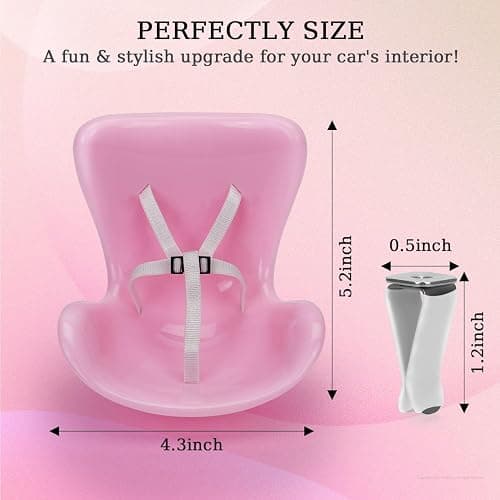 AYYKALLJ Doll car seat Compatible with Labubu, Vent Clip for 10-17cm Blind Box Toys, Secure Doll Seat with Adjustable Safety Strap & Airflow-Friendly Design, Car Decor (Doll Not Included)（Pink） thumbnail 2