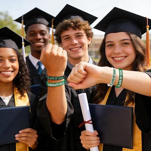 Gatherfun Graduation Decorations : Congrats Grad Wristband Silicone Bracelets - Graduation Party Favors & Class of 2026 Decorations, Gifts for Grads!,30Pack, 2 Designs thumbnail 4