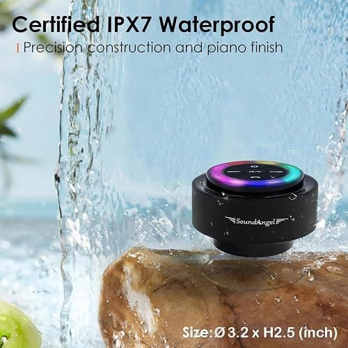 SoundAngel Mate(2 Gen) Bluetooth Shower Speaker, Certified IPX7 Waterproof, 8W Crystal Sound&Rich Bass, 12H Playtime, Christmas Stocking Stuffers for Teens Women Men, White Elephant Gifts (Line Light) thumbnail 4