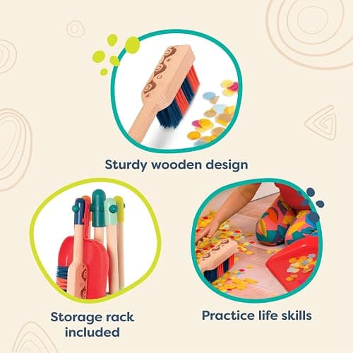 B. toys – Clean n' Play Wooden Cleaning Set for Toddlers – Broom, Dustpan & Brush Playset – Encourages Imaginative Role Play & Early Development – Fun & Educational Toys for Preschool Kids 2+ Years thumbnail 6