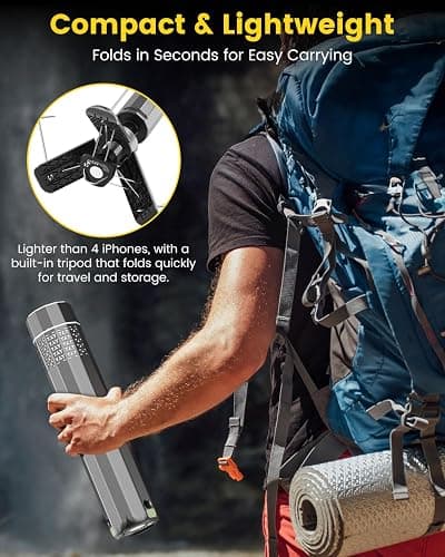 Camping Lantern Telescopic - Camping Light with 12000mAh Battery Magnetic Base, 3 Light Modes, Waterproof Rechargeable LED Hiking, Emergency, Outdoor & Indoor Use thumbnail 4