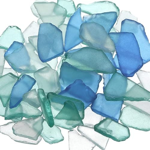 Jetec Sea Glass for Crafts Seaglass Pieces Decor Flat Frosted Sea Glass Vase Filler Crushed for Beach Wedding Party Decor Home Aquarium DIY Art Craft Supplies(Blue, White, Green) - Blue, White, Green - Image 1