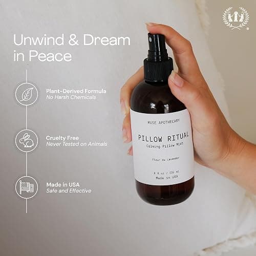 Muse Apothecary Pillow Ritual - Aromatic, Calming and Relaxing Pillow Mist, Linen and Fabric Spray - Infused with Natural Aromatherapy Essential Oils - 4 oz, Fleur du Lavender thumbnail 6