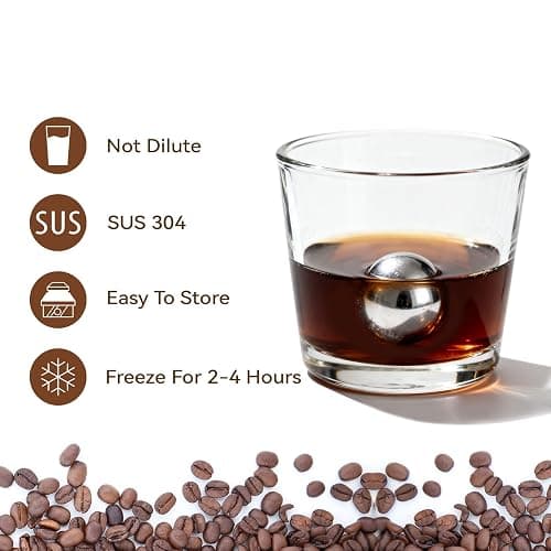 RAWILL 2PC Espresso Cooling Ball Kit, Stainless Steel Espresso Ball Chiller with Stand,Enhance Flavor for Coffee,Bourbon Cocktails,Ideal Gift for Family and Friends thumbnail 5