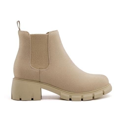 Athlefit Girls Ankle Boots Kids Comfortable Slip on Lug Sole Chelsea Booties for Toddler Little Kid Big Kids thumbnail 3