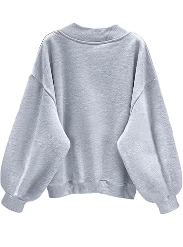 Hilinker Womens V Neck Oversized Sweatshirts Casual Drop Shoulder Long Sleeve Pullover Tops thumbnail 2