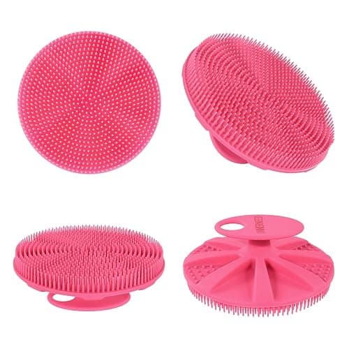 INNERNEED Food-Grade Soft Silicone Body Scrubber Shower Brush Handheld Cleansing Skin Brush, Gentle Exfoliating and Lather Well (Pink) thumbnail 7