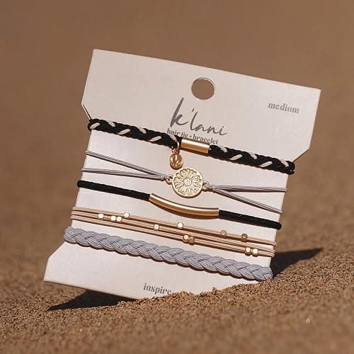 K'lani Inspire Hair Tie Bracelets - Elastic Ponytail Holder - Medium | Doubles as stylish jewelry; strong-hold ponytail holder; gift for birthdays, Mother's Day & graduation; set of 5 thumbnail 6
