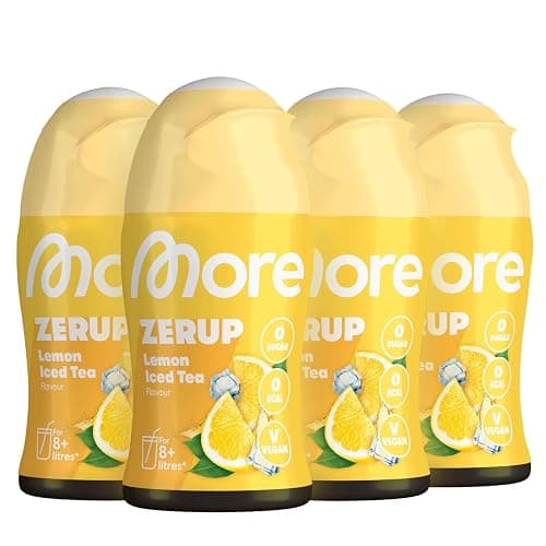 MORE Zerup, Lemon Iced Tea, 4 x 65 ml, für bis zu 32 l Fertiggetränk, zuckerfreier Sirup mit u.a. echten Fruchtextrakten, vegan, zero Kalorien - made in Germany - Image 1