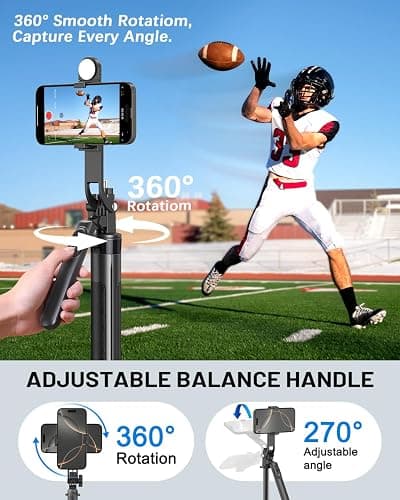 Yeaki Vlogging Kit for iPhone/Android, 71" Selfie Stick Tripod for iPhone with Light, Wireless Remote & Microphone, Adjustable Phone Tripod for TikTok/YouTube Starter Content Creator Essentials Kit thumbnail 5