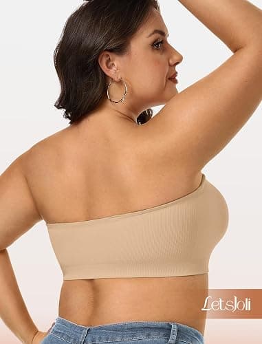 LetsJoli Push Up Strapless Bras for Women Supportive Bandeau Bra Non Slip Wireless No Underwire Padded Tube Bra thumbnail 4