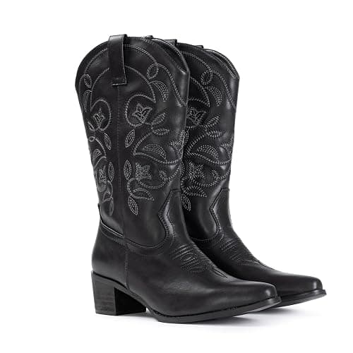 IUV Cowboy Boots For Women Pointy Toe Women's Western Boots Cowgirl Boots Mid Calf Boots thumbnail 5