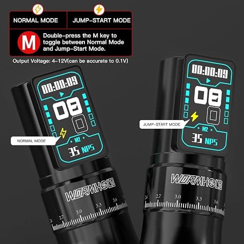 Wormhole 2300mAh Battery and 7 Adjustable Stroke Tattoo Gun for Artists, Aluminum Alloy Wireless Tattoo Machine, Lightweight Compact Rotary Tattoo Pen Powerful Motor Precision Professional - Black thumbnail 7