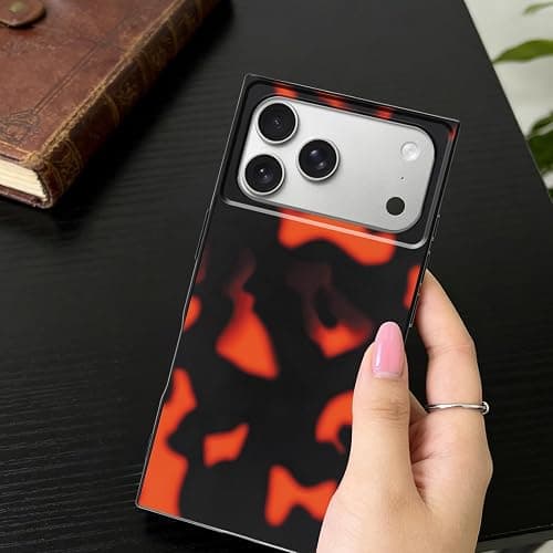 Cinysnt for iPhone 17 Pro Max Case, Vintage Square Cool Girl Leopard Print Brown Amber Aesthetic Full Camera Protective Cover, Trendy Slim Tortoise Shell Case for Girls Women - Retro Red Brown thumbnail 7