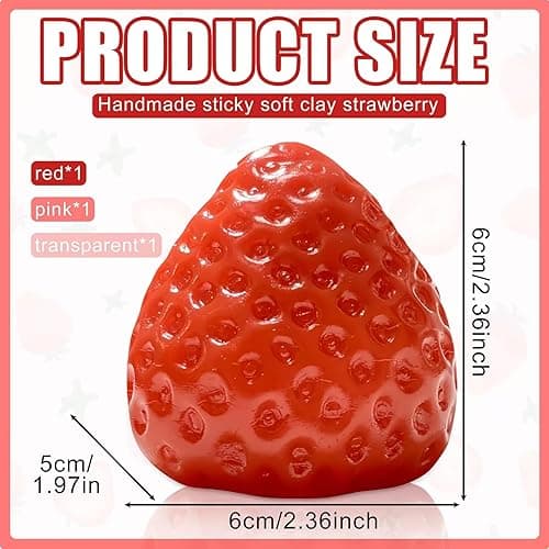 3Pcs Big Taba Squishies Strawberry, Cute Strawberry Squeeze Toys, Upgrade Fruit Squishies, Kawaii Sticky Stress Toys, Clear Fidget Toys, OPP Packaging Gifts & Perfect Desk Accessory for Kids Adults thumbnail 3