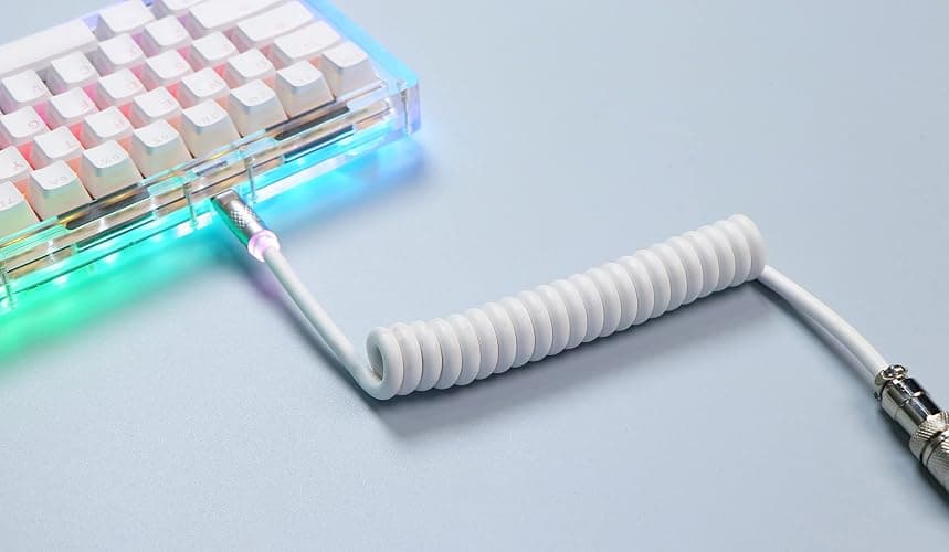 EPOMAKER Puff Aviator Coiled USB Cable, Type C Detachable Mechanical Gaming Keyboard Cable for Win/Mac/Gamers, Suitable for RT100/TH68 PRO/TH80 PRO/TH96/TH80 SE/CIDOO V65. etc(Puff White) thumbnail 3