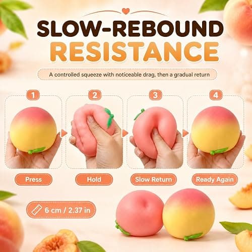 Crunchy Squishy (Crunchy Pink Peach) | Durable Portable Slow Rebound Calming Tool for Kids Adults thumbnail 4