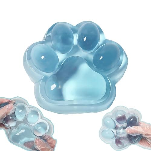 Chicooan Large Cat Paw Taba Squishy Big Squeeze Toys 5-inch Blue Cute Fufu Squishy Sensory Stress Relief Fidget Toys for Party Favors Sensory Anxiety Toys for Adults (Transparent Blue) - Image 1