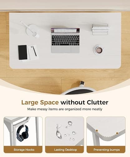 POLWKZU Folding Desk Small Foldable Desk for Small Space, 31.5 Inches Writing Computer Desks in Study, Home Office Foldable Office Desks for Bedroom, White thumbnail 6