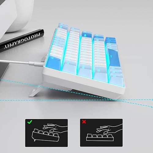 MageGee Portable 60% Mechanical Gaming Keyboard, MK-Box LED Backlit Compact 68 Keys Mini Wired Office Keyboard with Red Switch for Windows Laptop PC Mac - Sky Blue thumbnail 4