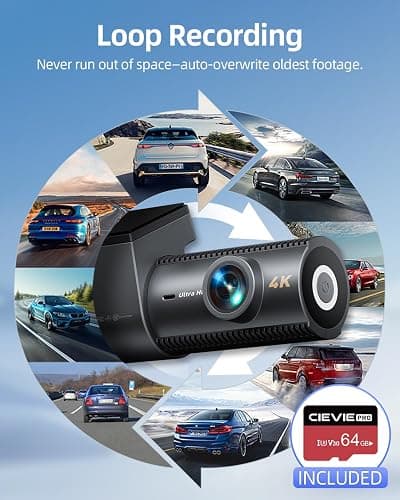4K Dash Cam Front and Rear, 64GB SD Card, 1.5” IPS Display Car Camera, 5Ghz WiFi+App Control, Night Vision, 24H Parking Mode, G-Sensor, WDR, 170° Wide Angle, 4K+1080P Dual Dash Camera for Cars thumbnail 3