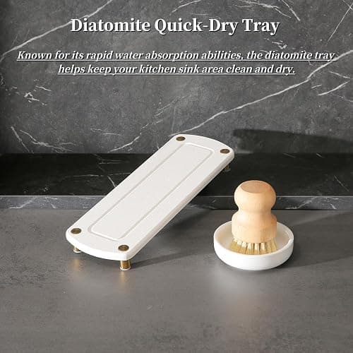 MOMEEMO Gold Soap Dispenser Set Comes with Stainless Steel Pumps, Instant Dry Tray, and Dish Scrub Brush, Suitable for Kitchen Decor and Accessories. (Gold) thumbnail 4