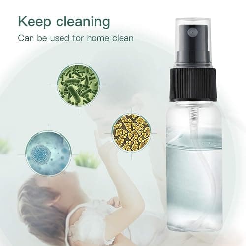 LISAPACK 1oz Small Spray Bottle (12 Pack), Mini Travel Size Plastic Sprayer | 30ml empty atomizer bulk, fine mist, clear water pump, refillable watercolor mister set, portable spritzer, leak proof, TSA thumbnail 5