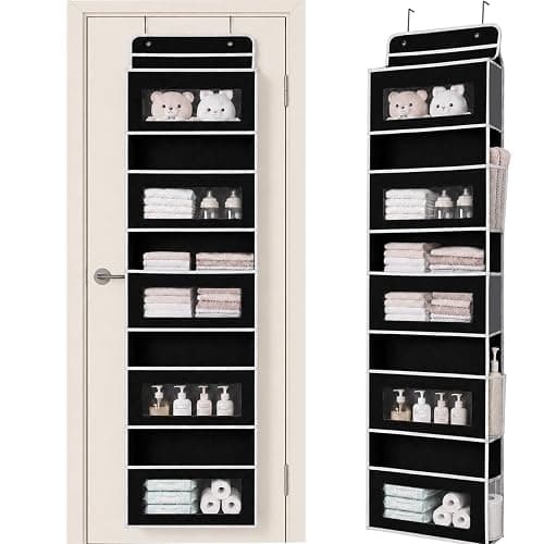 UFORU Over The Door Organizer Storage, 5 Tiers Large Capacity Door Hanging Organizer Shelf, 44lb Heavy-Duty Behind the Door Storage for Closet, Bathroom, Nursery, Bedroom, Shoes, Black - Image 1