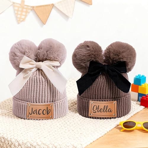lanleay Custom Toddler Baby Beanies Personalized Baby Knit Hat with Name Infant Beanies Winter Hats for Newborn Kids Adults thumbnail 7