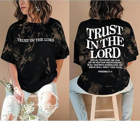 Trust in The Lord Christian Shirts God Faith Religious T Shirts Oversized Jesus Tshirt Women Bible Verse Tee Tops thumbnail 6