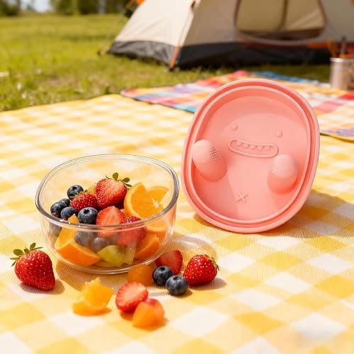 Kitorantor No-Mess Snack Box, Reusable Snack Containers With Silicone Box, Portable Dust-Proof Containers for Home and Travel, Leakproof Snackle Packs for School, Picnic, Office (Pink) thumbnail 2