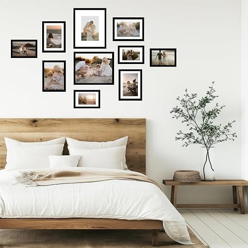JCJMY 10 Packs Picture Frames Collage Wall Decor for Wall Hanging or Tabletop, 8x10, 5x7, 4x6 Multi Sizes Photo Frames, Collage Picture Frames for Family Wall Decor, Gallery Wall Frame Set, Black thumbnail 2