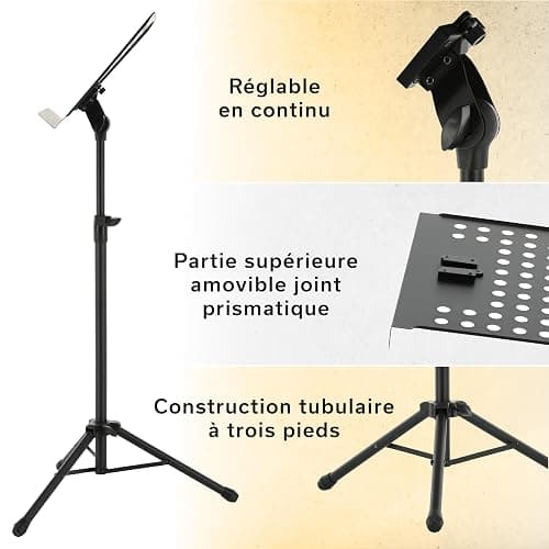 GEWA Pupitre d'orchestre - Métal - pliable - Plateau perforé et amovible - ABS et connexion prismatique - Hauteur 67-120 cm - Poids 3,8 kg - noir thumbnail 3