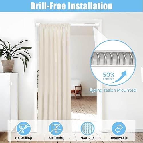 AIZESI Tension Curtain Rod Spring Tension Rods for Windows 28 to 48 Inch, No Drilling, 7/8" Diameter, White Adjustable Curtain Rod, Small Shower Curtain Rod for Bathroom, Doorway, Closet, Kitchen - White - 28" to 48"-1Pcs thumbnail 4