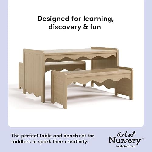 Storkcraft Casablanca Montessori Indoor Kids Table & Bench Set (Driftwood) – GREENGUARD Gold Certified, Premium Kids Activity Table and Bench Set, Toddler Furniture, Durable & Easy-to-Clean Surface thumbnail 5