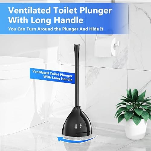 LOVLOY Toilet Plunger with Holder, Plunger with Unique Holder for 5.7-inch Toilet Drain, Plungers for Bathroom with Holder, Toilet Plunger Heavy Duty (1, Black) thumbnail 7