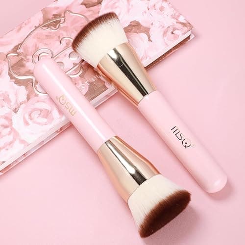 MSQ Foundation Brush for Liquid Makeup, Flat Top Kabuki Foundation Brush Premium Makeup Brushes for Liquid, Cream and Blending Powder Brush (Pink) thumbnail 6