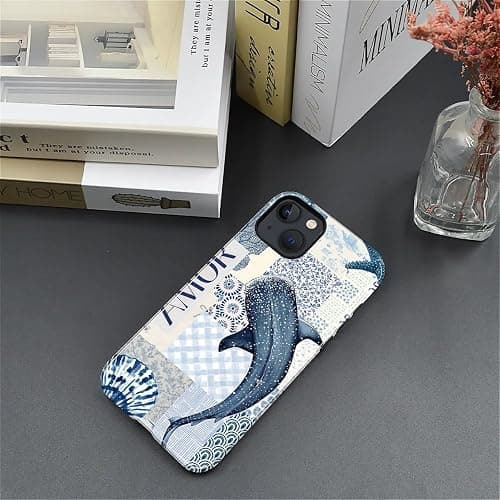 Compatible with iPhone 14 Phone 13 Case - Dual-Layer Protection, Hard Shell with Silicone Interior,Slim Scratch Resistant Shockproof for Woman Men - Whale Starfish Collage thumbnail 3