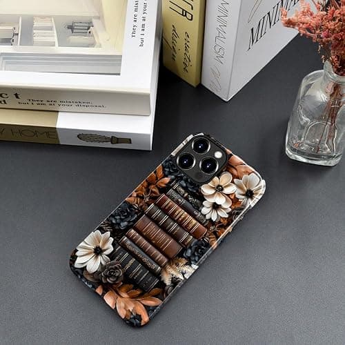 Case for iPhone 15 Pro,Vintage Books Dark Flowers Phone Case Slim Silicone Shockproof Cover for Girls Women（Glossy & Durable） thumbnail 7