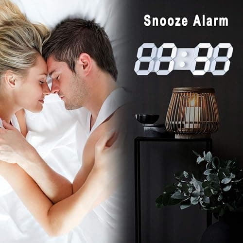 EDUP HOME 3D LED Digital Wall Clock/Desk Alarm Clock with Remote Control for Kitchen Bedroom Office, 9.7" LED Night Light Decor Clock Adjust Brightness 12H/24H Time Date Temperature, Great Gift thumbnail 5