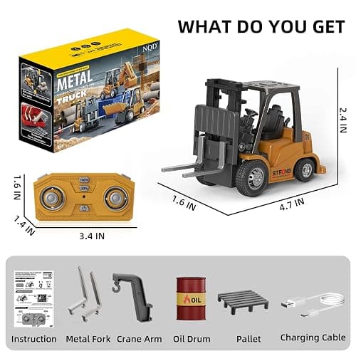 cxjoigxi Mini RC Forklift, 1/64 Forklift Truck Toys Rechargeable, App & Remote Control, 2 in 1 Transformable Lift Fork & Hook, Mini RC Construction Vehicles Birthday Gifts for Adults Kids Age 6+ thumbnail 2