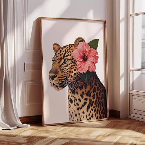 3 Tableau Leopard Chambre Affiche Decoration Murale Moderne Fleur Rose Citation Poster Mural Art Deco Impression sur Toile Chambre Salon Adulte Ado Fille Cadeau 30x40cm sans Cadre (BYCH101-30x40) thumbnail 2