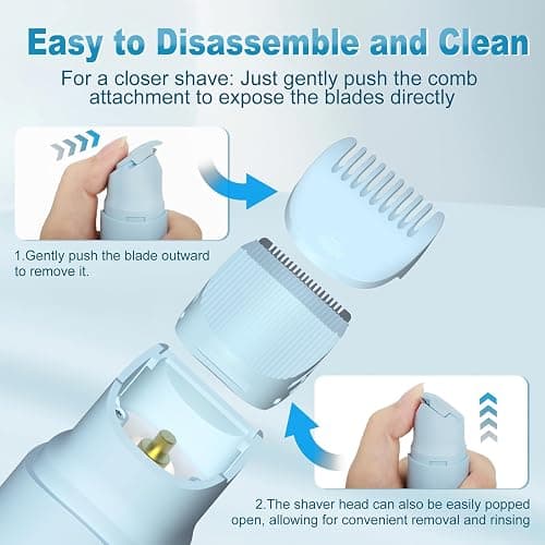 Bikini Trimmer for Women - 2 in 1 Electric Painless Razors for Women with Dual Heads, Waterproof Pubic Hair Groomer for Body Underarm Leg Face, Rechargeable Compact Travel Shaver thumbnail 5