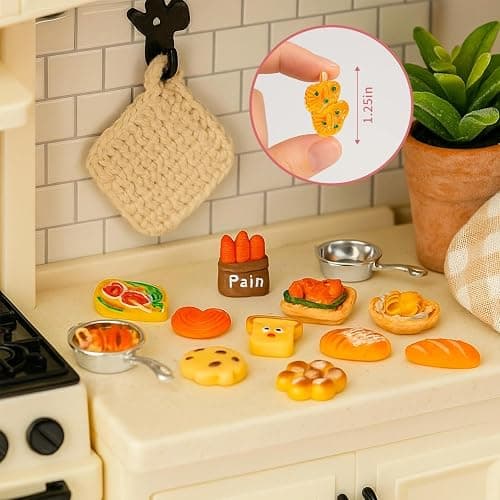 HKLMRO 150Pcs Miniature Food Drink Bottles Adults Dollhouse Soda Pop Cans Pretend Play Kitchen Cooking Game Party Accessories Toys Hamburger Cake Ice Cream Pizza Bread Tableware Doll House Landscape thumbnail 4