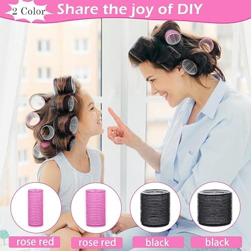 50Piece Hair Rollers Set, Self-Grip Rollers Hair Curlers for Long Medium Short Hair, 4 Sizes of Hair Rolls(6 Jumbo + 6 Large + 6 Medium + 6 Small + 1 Storage Bag), and 24Pcs Clips/1Pcs Comb thumbnail 4